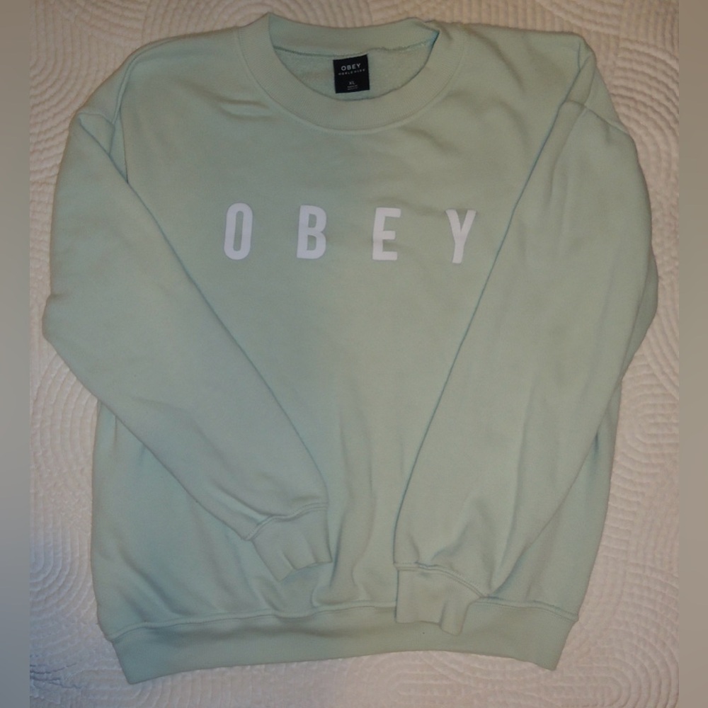 Obey Green Crewneck Sweater Classic Style